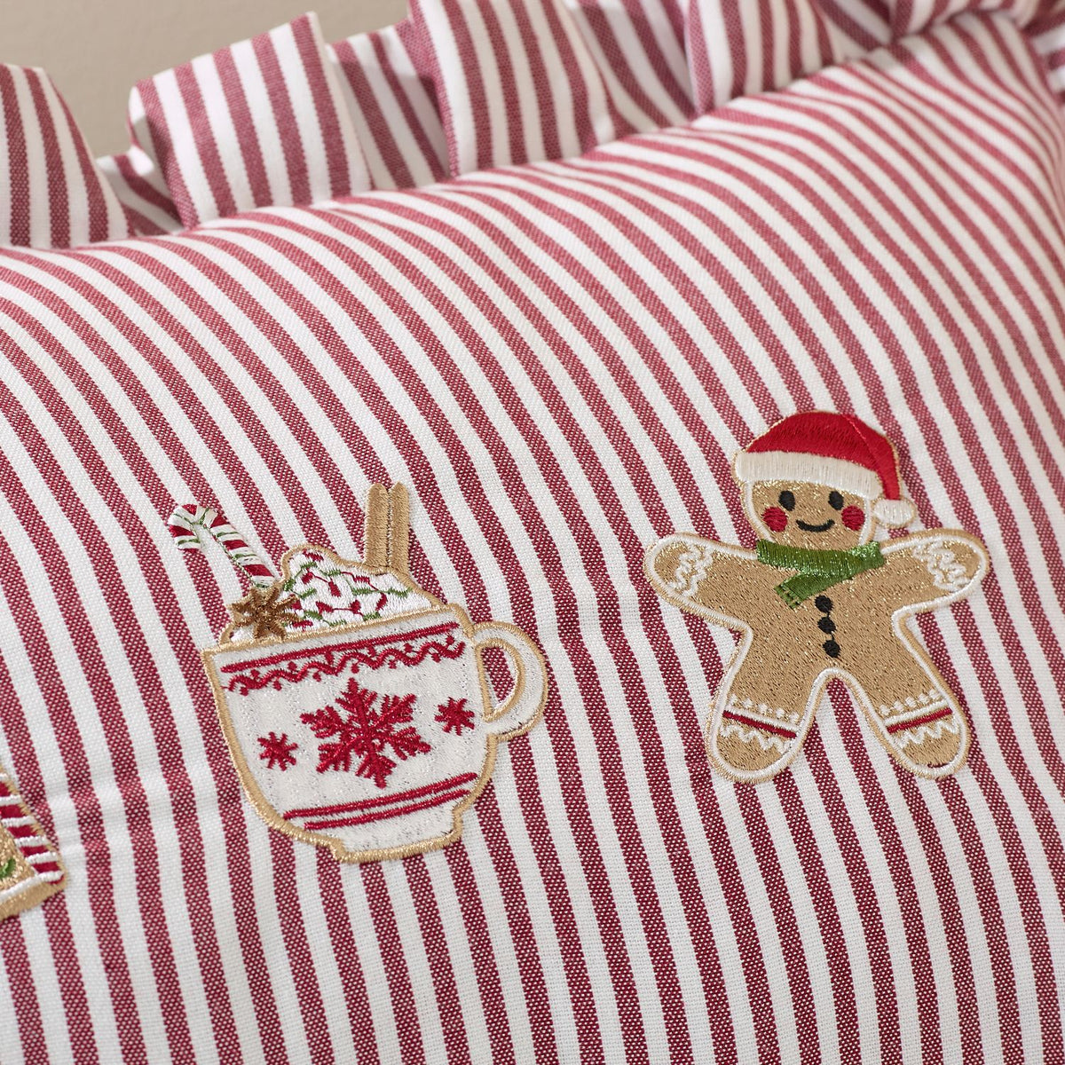 Catherine Lansfield Christmas Gingerbread Stripe Cushion