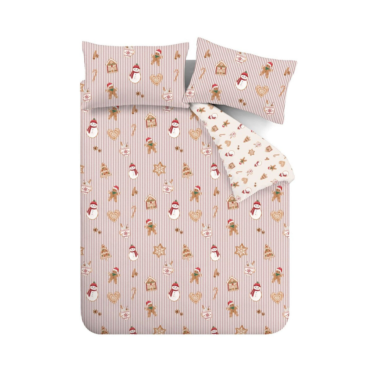 Catherine Lansfield Christmas Gingerbread Stripe Duvet Set