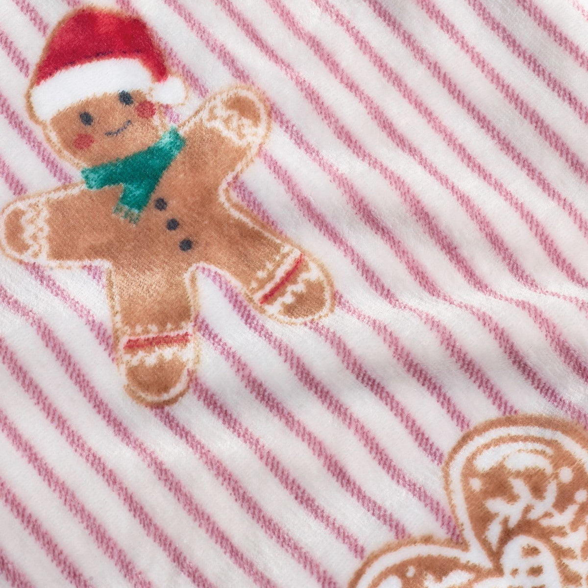 Catherine Lansfield Christmas Gingerbread Stripe Cosy Fleece Throw
