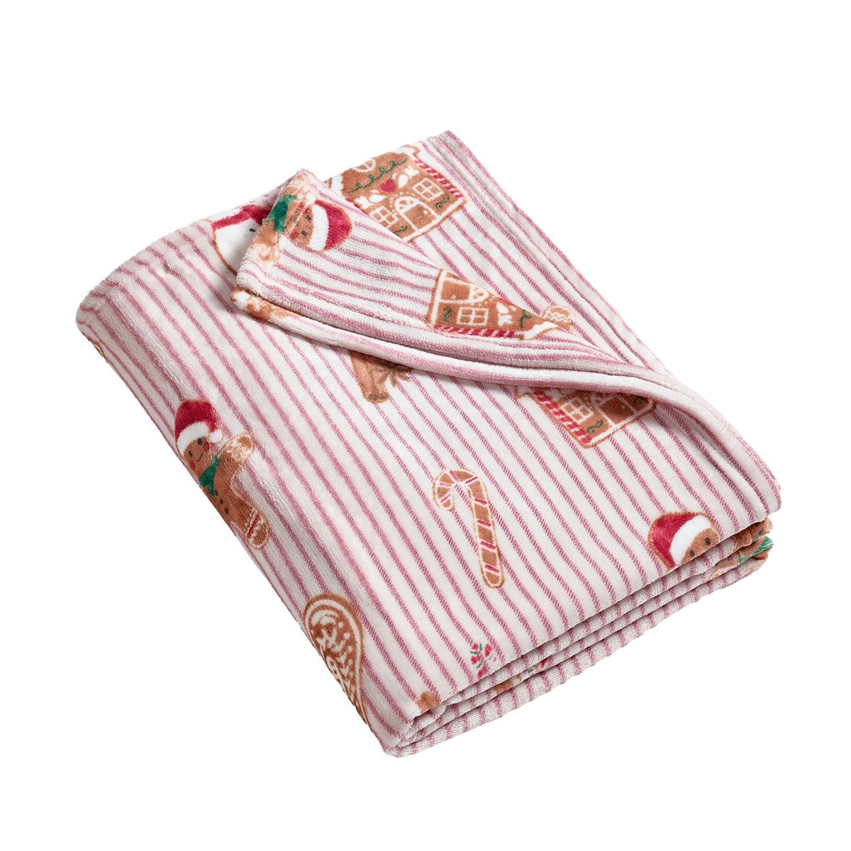 Catherine Lansfield Christmas Gingerbread Stripe Cosy Fleece Throw