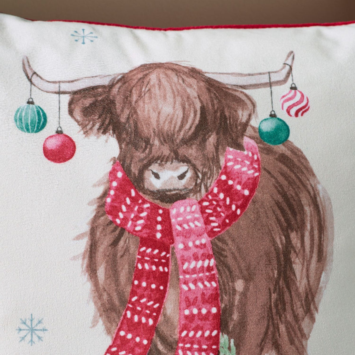 Catherine Lansfield Merry Christmoo Highland Cow Soft Touch Cushion