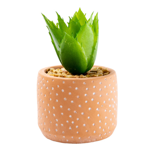 Artificial Spikey Succulent In Spotty Cement Pot
