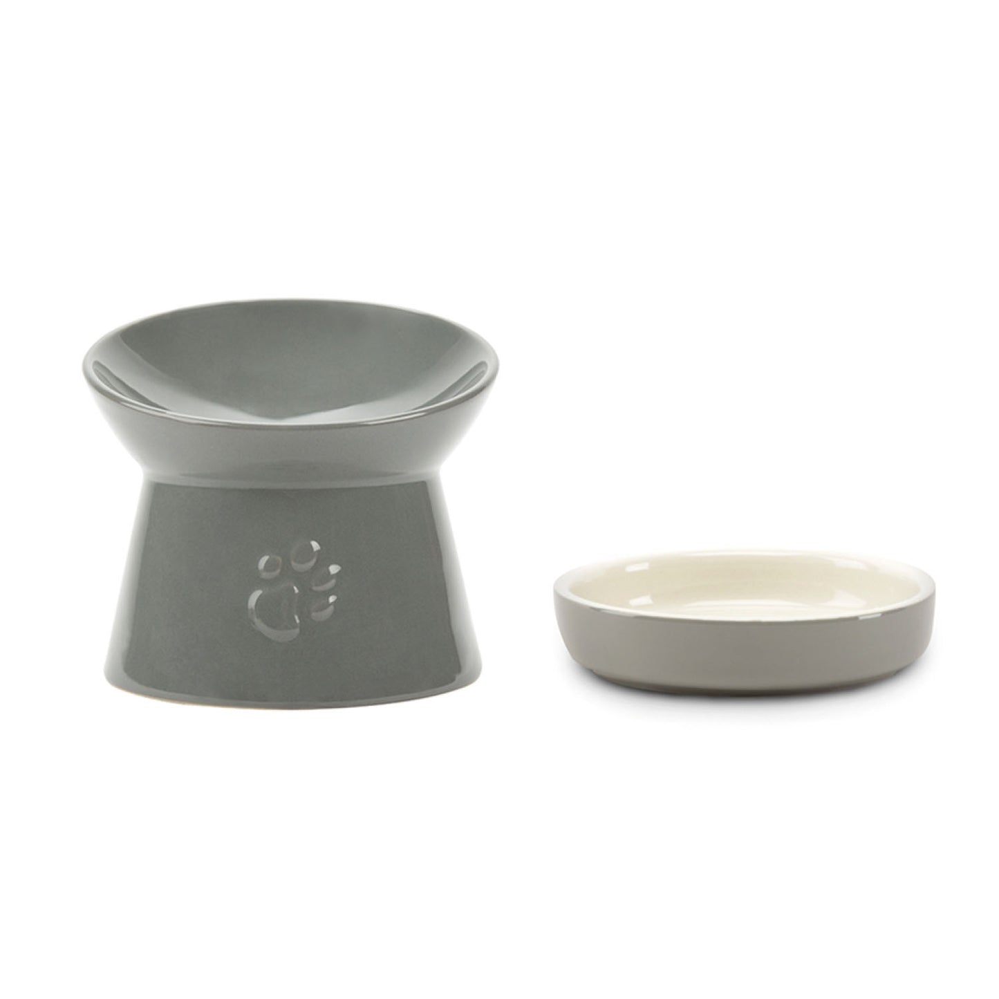 Scruffs Grey Classic Raised Cat Feeder Bowl & Saucer Set