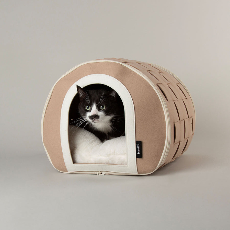 Scruffs Stockholm Tan Felt Cave Cat Bed