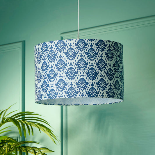Blue Damask Print Easy Fit Light Shade