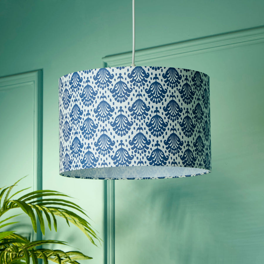 Blue Damask Print Easy Fit Light Shade