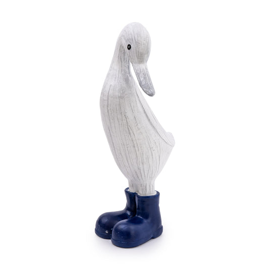 White Duck In Navy Wellies Figurine
