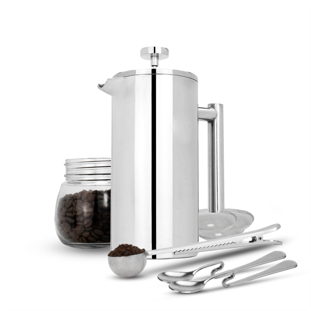 French Press Cafetiere Steel Coffee Maker 350ml