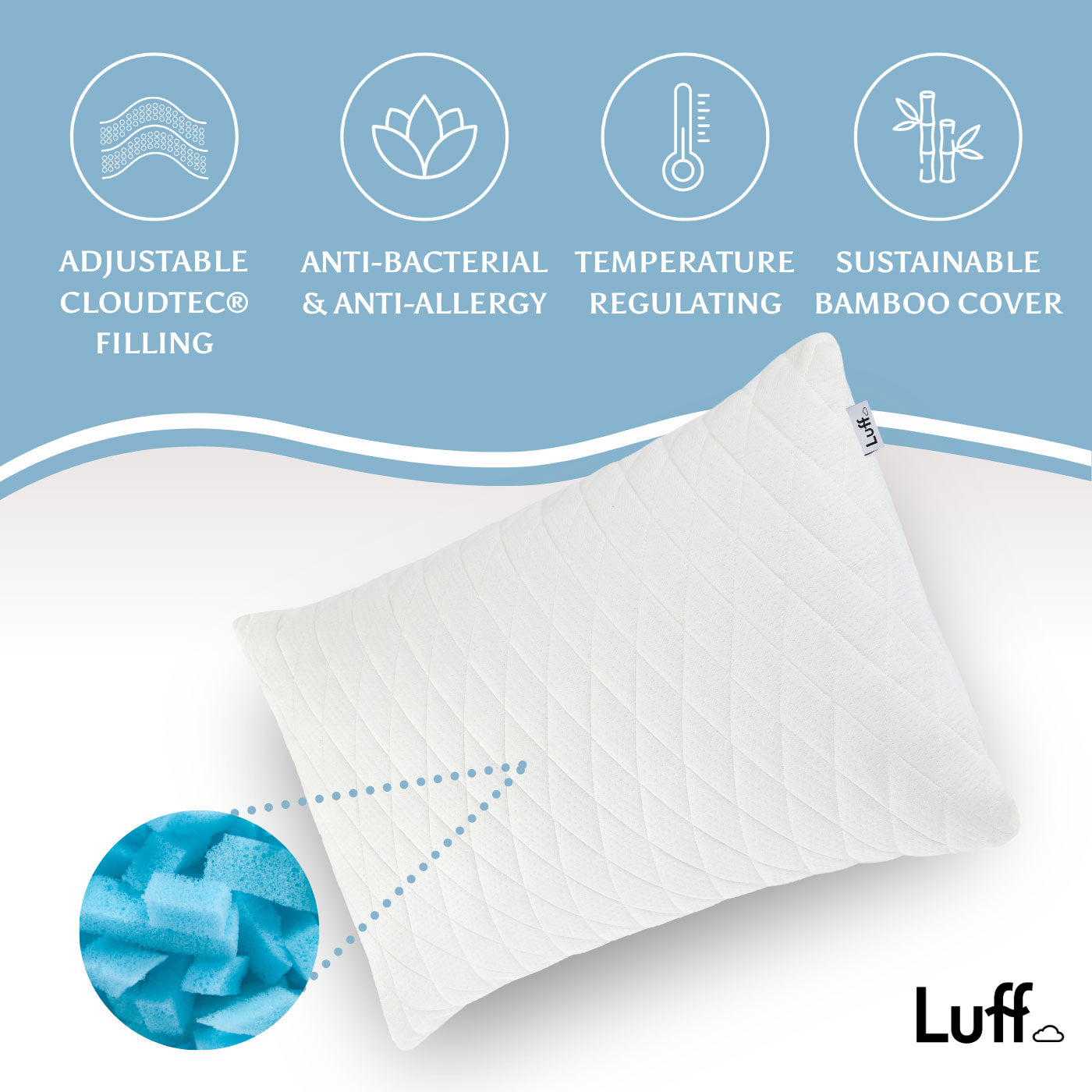 Luff Prestige Height Adjustable Prestige Bamboo Pillow