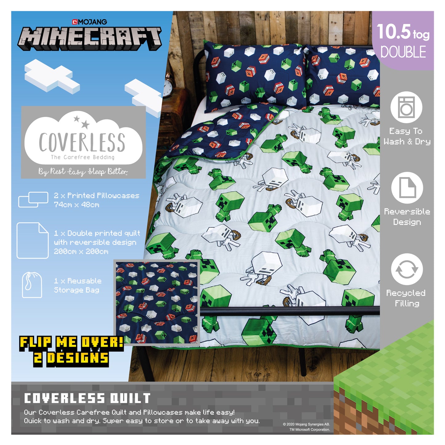 Minecraft Build 10.5 Tog Coverless Quilt Duvet