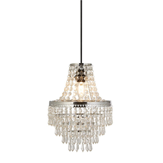 Chrome and Clear Acrylic Vintage Drop Light Shade
