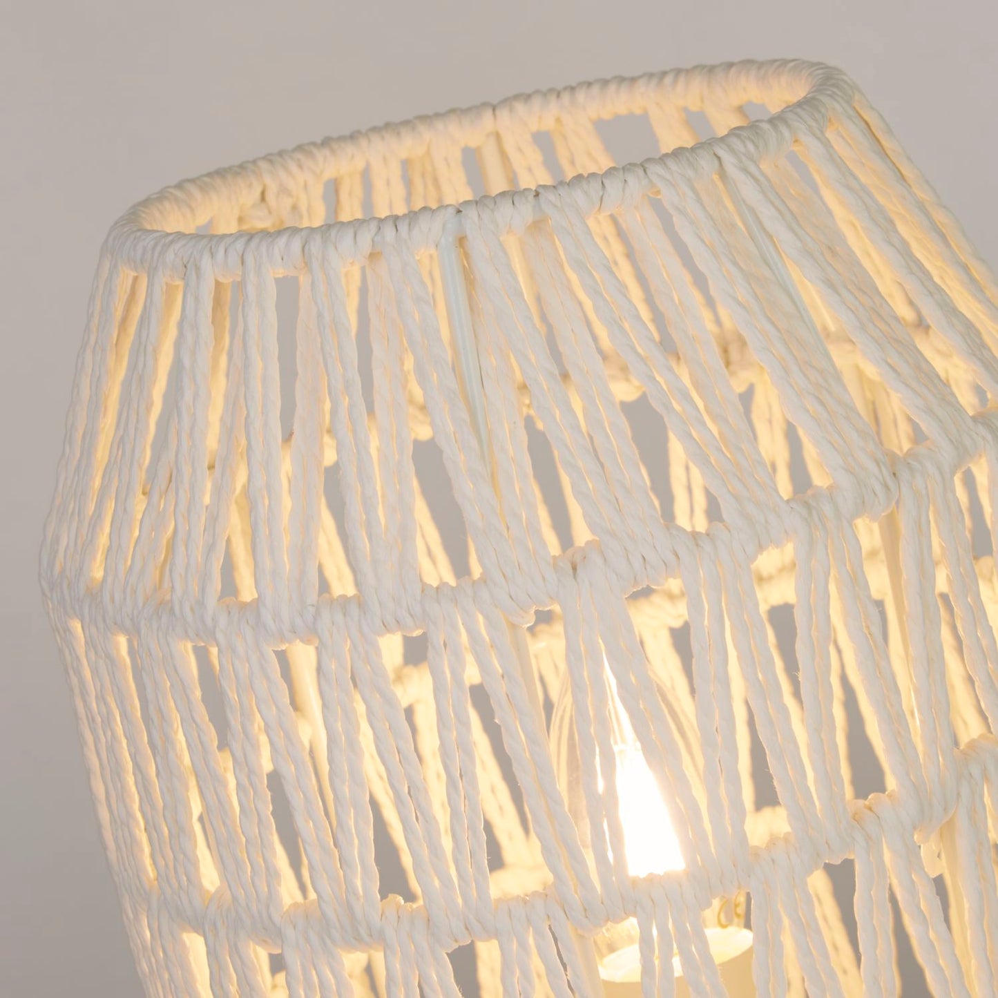 White Rattan Table Lamp