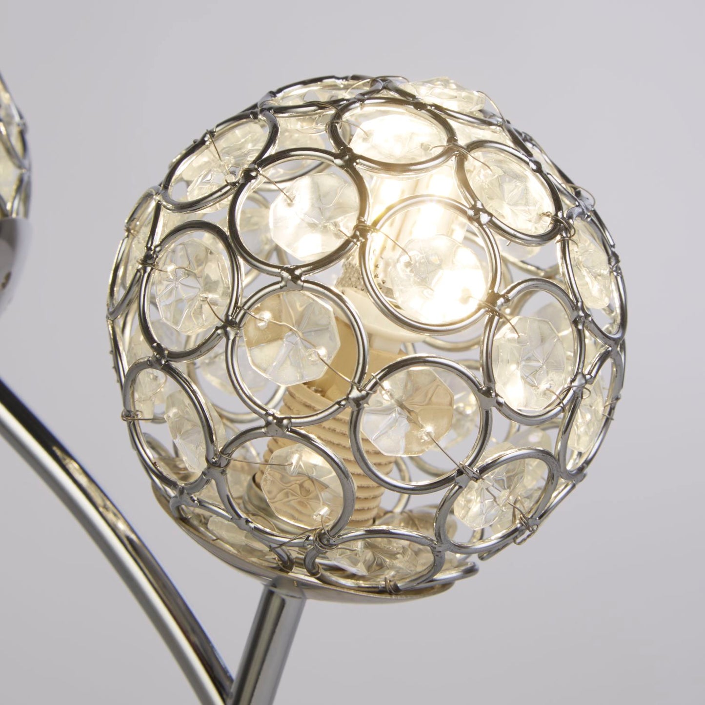 2 Light Chrome Table Lamp With Glass Bead Ball Shade