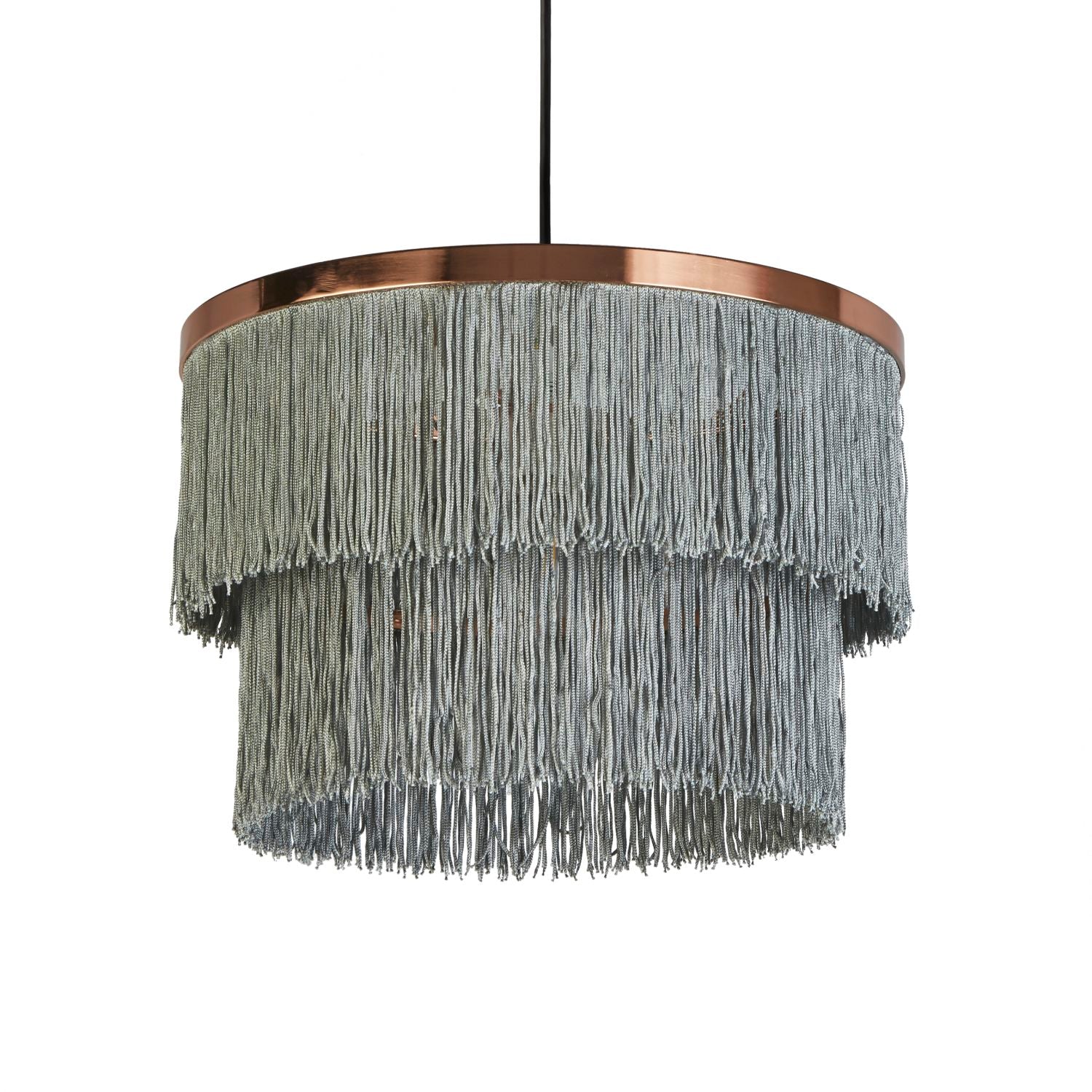 Grey fringe shop lamp shade