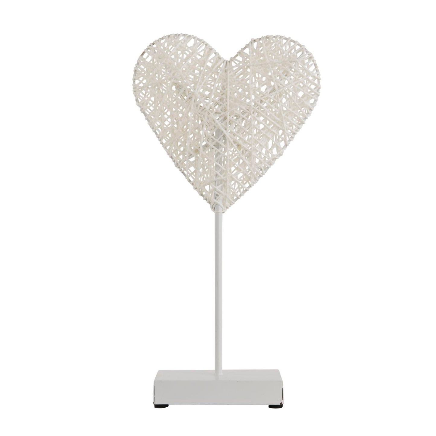 Wicker Heart Battery Powered Table Lamp