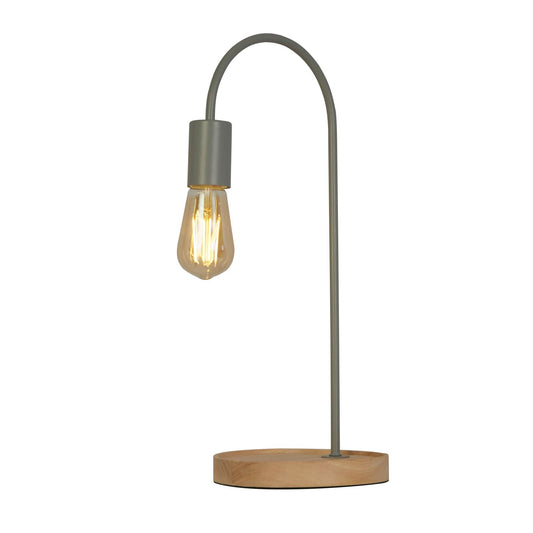 Industrial Grey & Wood Table Lamp