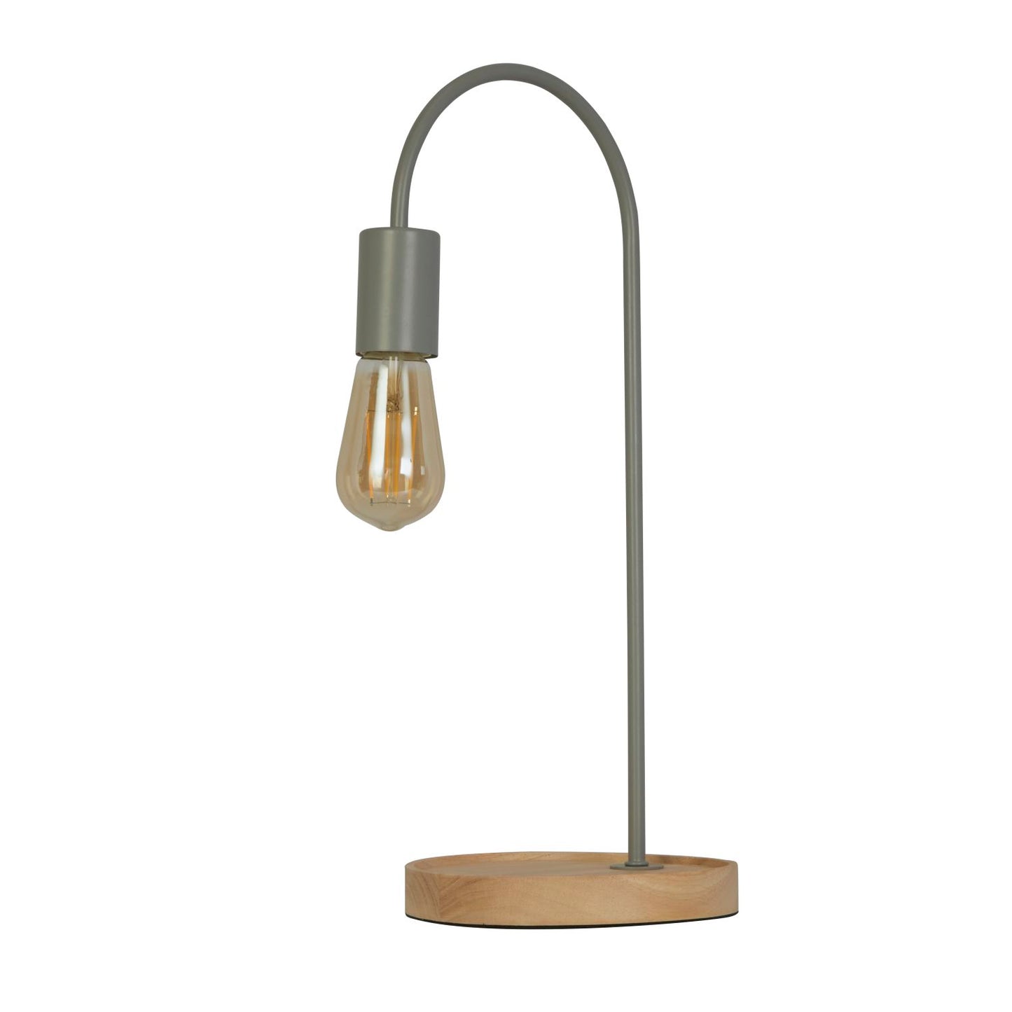 Industrial Grey & Wood Table Lamp