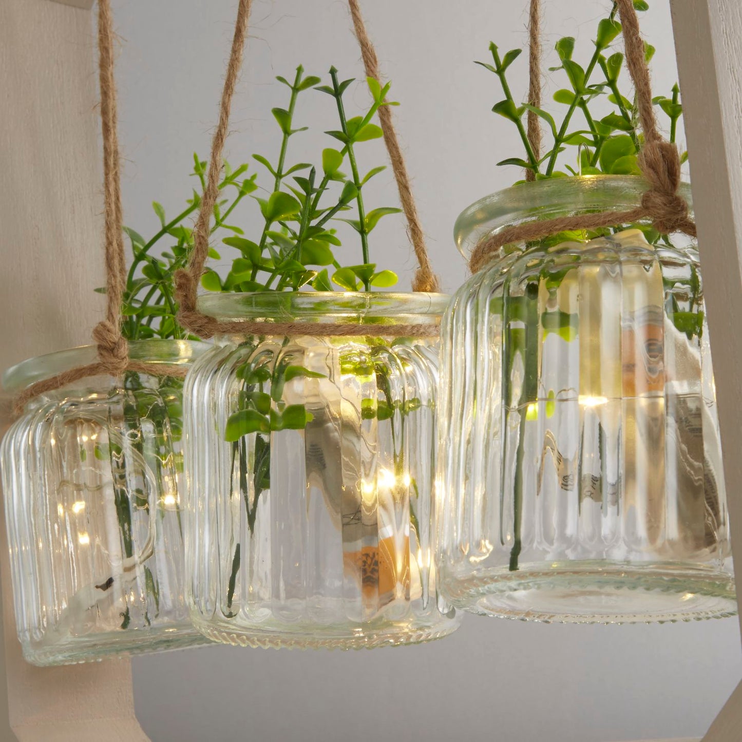 Hanging Battery Powered Light Up Planter Jars