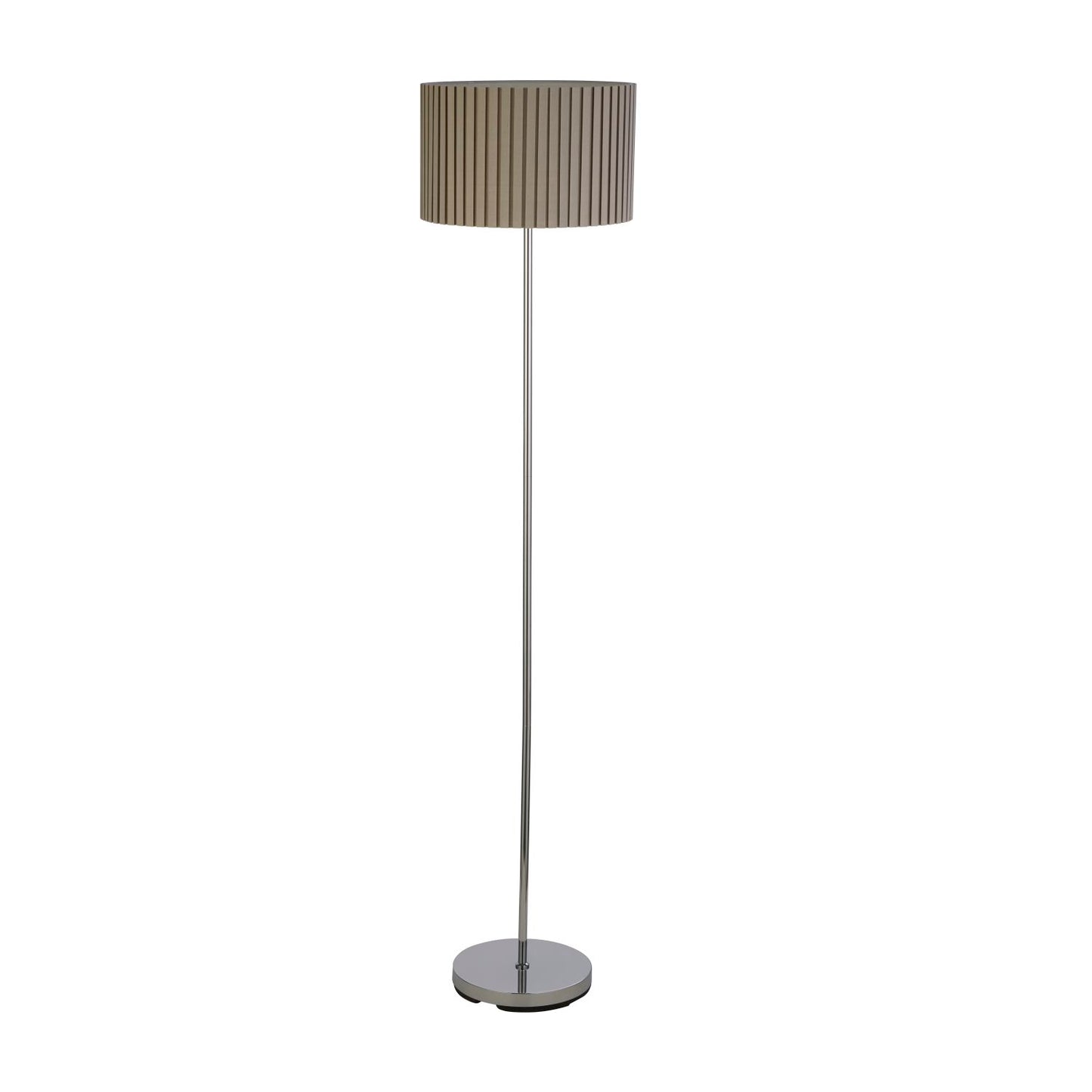 Chrome and Grey Pleated Shade Floor Lamp