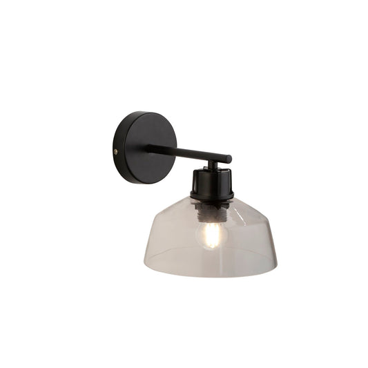 Glass Dome Black Wall Light