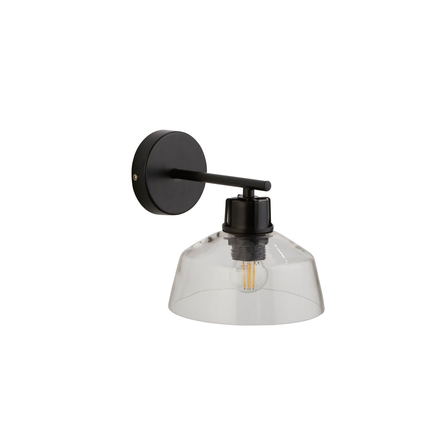 Glass Dome Black Wall Light