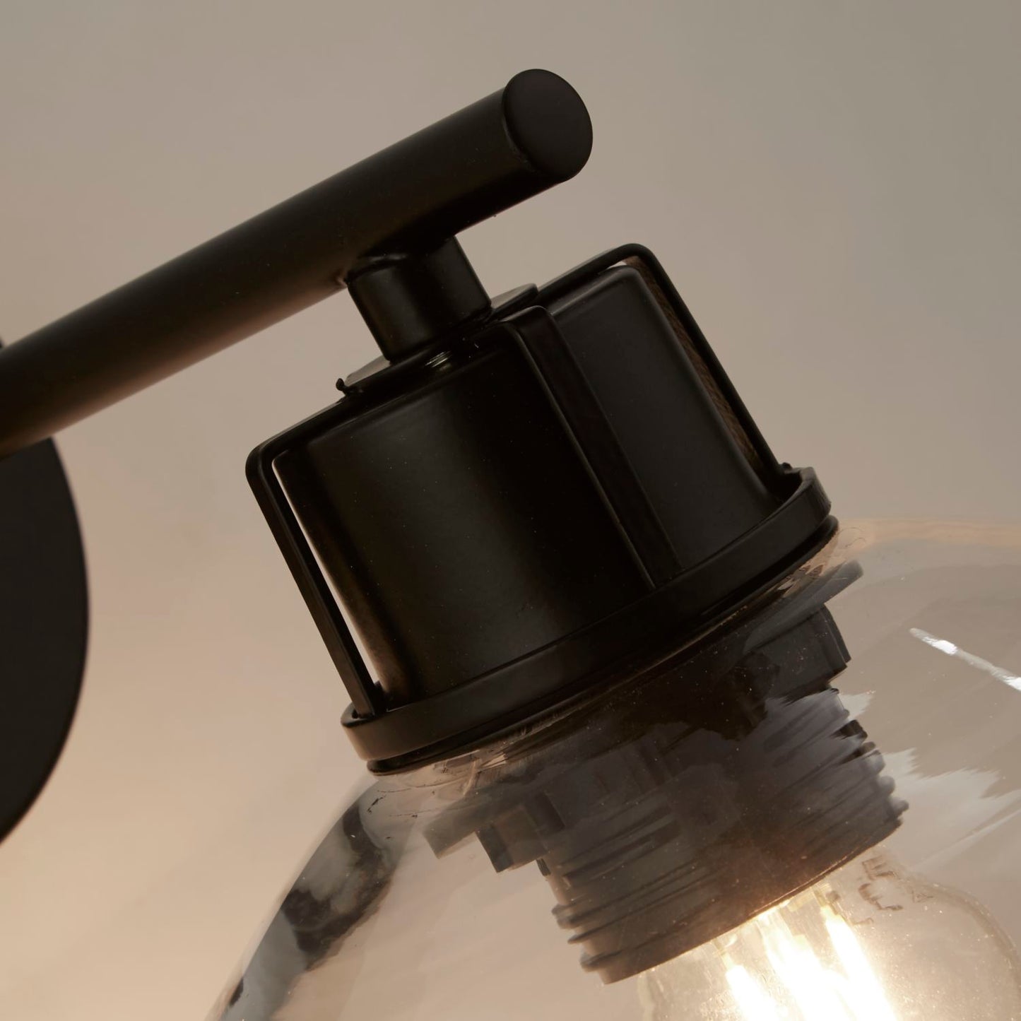 Glass Dome Black Wall Light