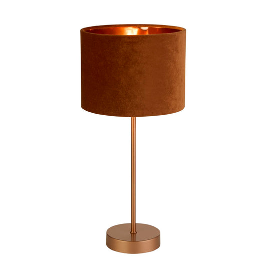 Rustic Orange Velvet Shade Table Lamp