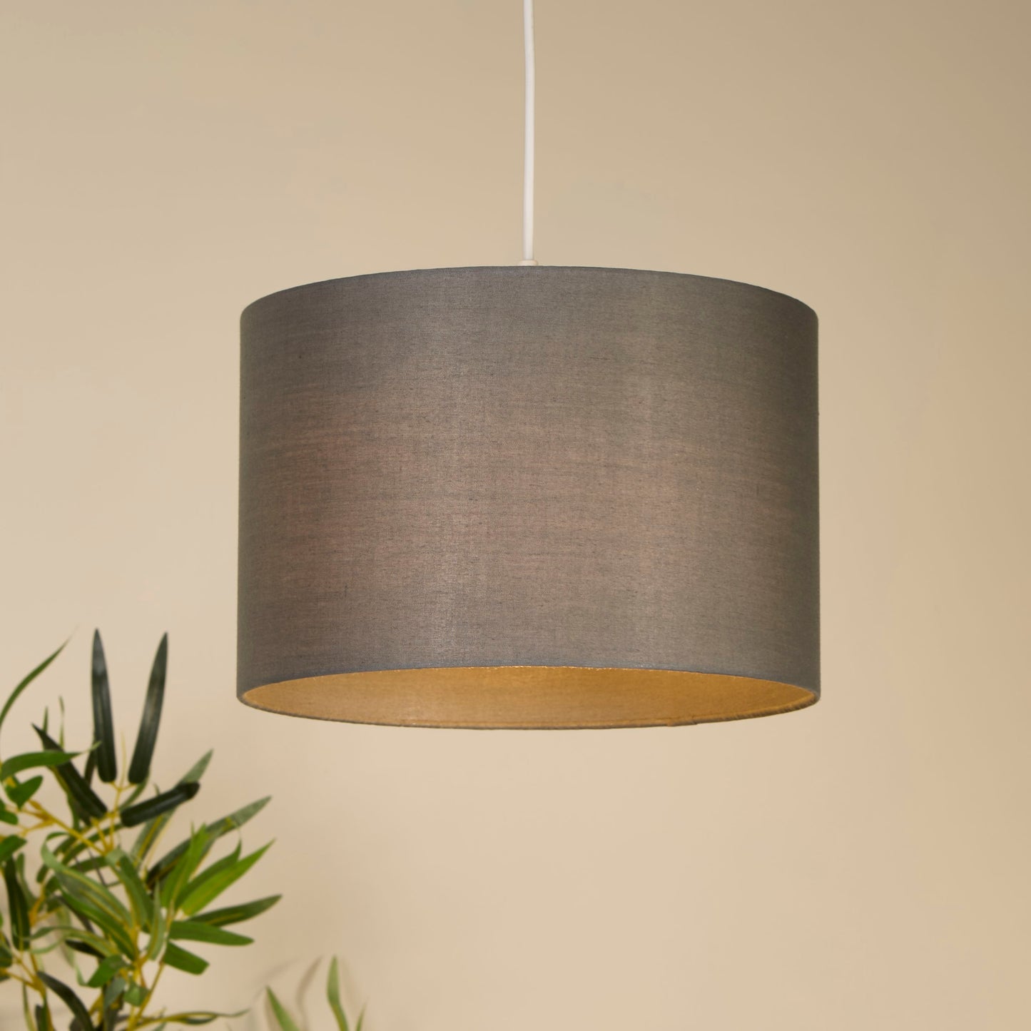 Grey Cotton Drum Light Shade (30cm)