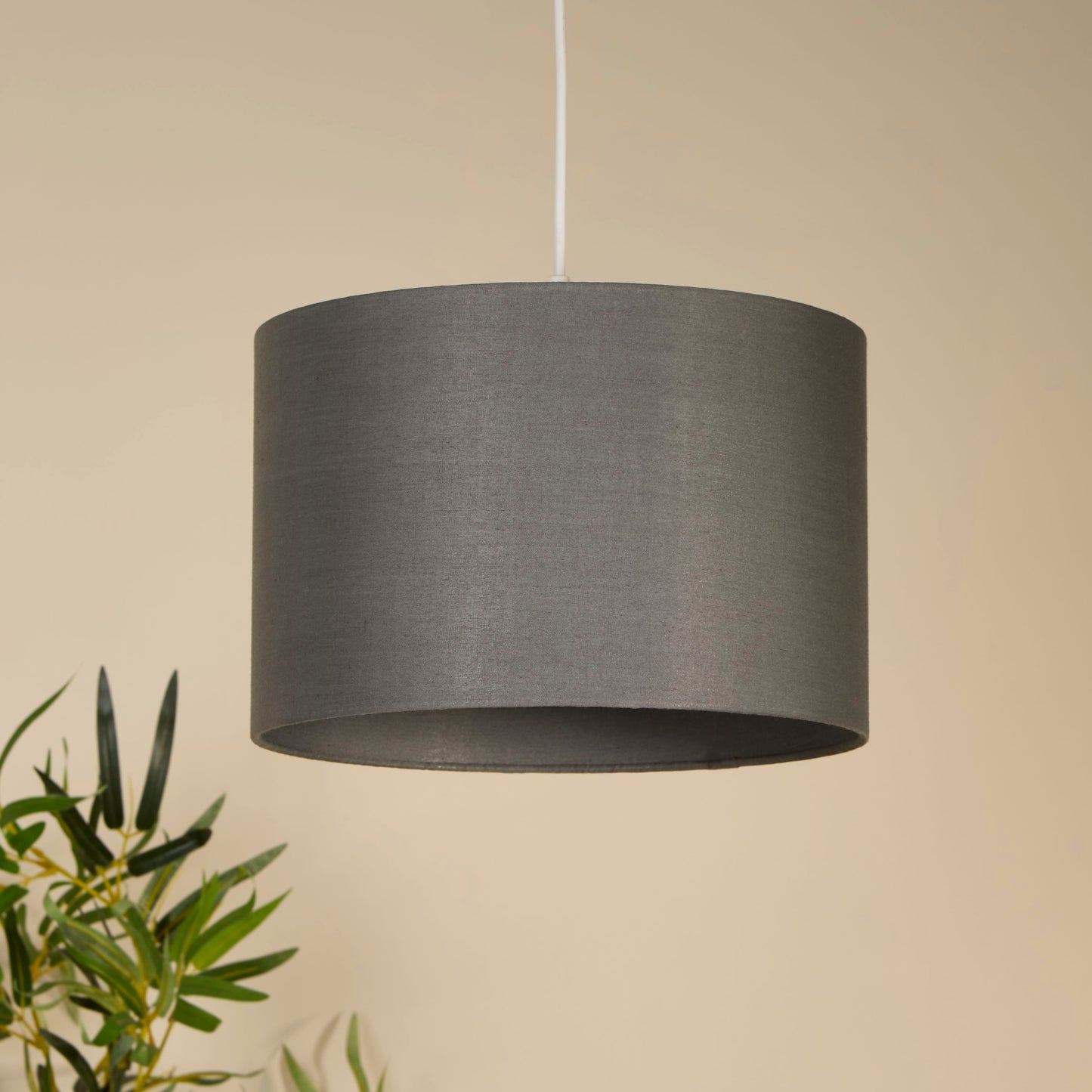 Grey Cotton Drum Light Shade (30cm)