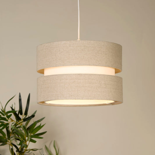 Linen Two Tone Tier Drum Shade (30cm)