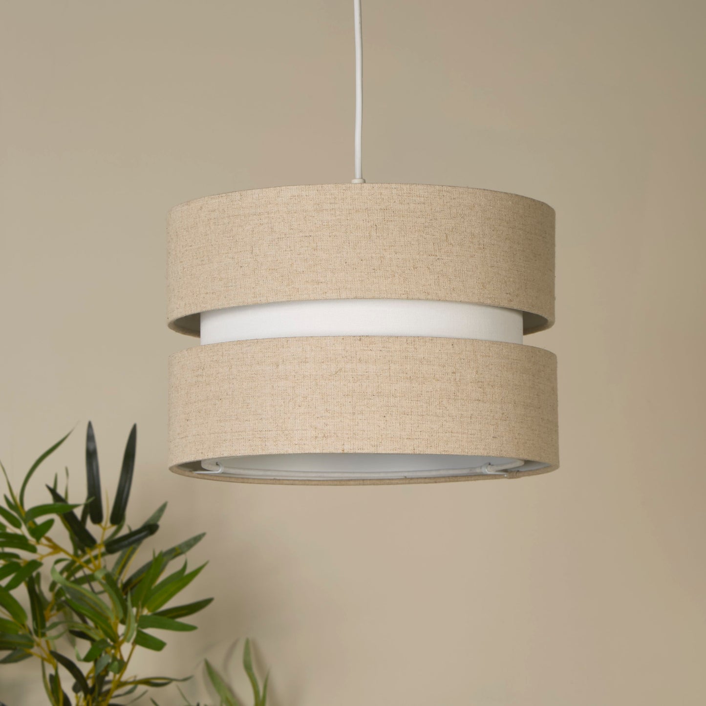 Linen Two Tone Tier Drum Shade (30cm)