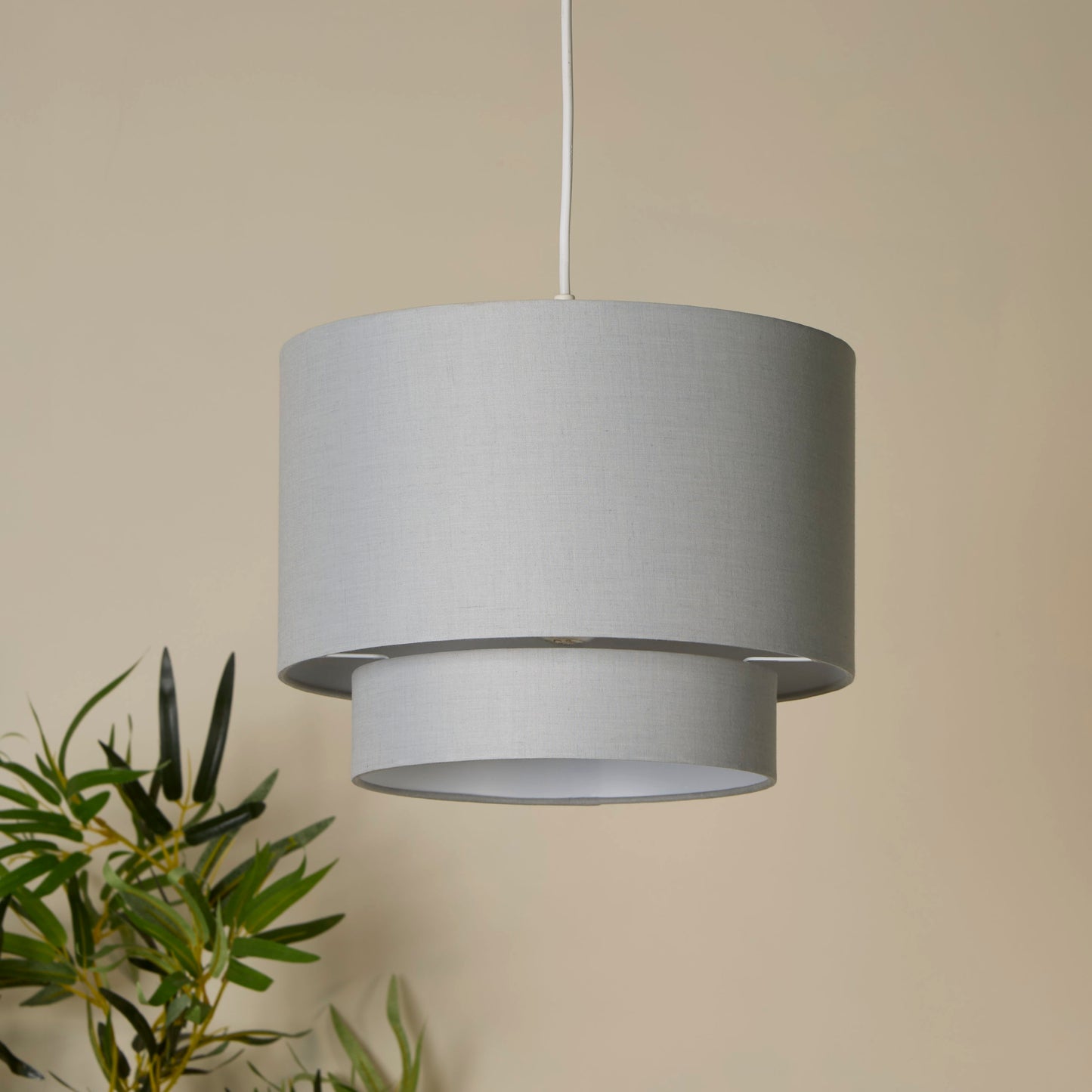 Grey Two Tier Drum Shade (30cm)