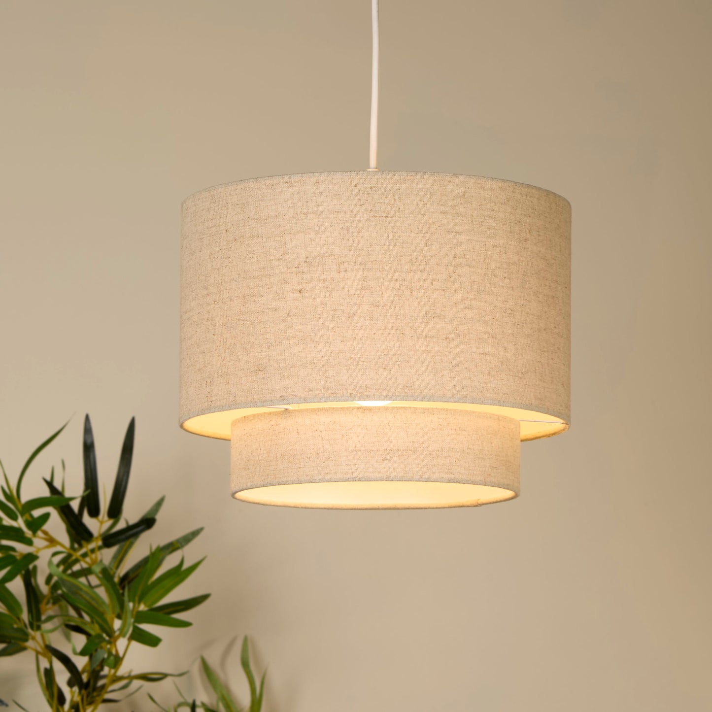 Natural Two Tier Drum Shade (30cm)