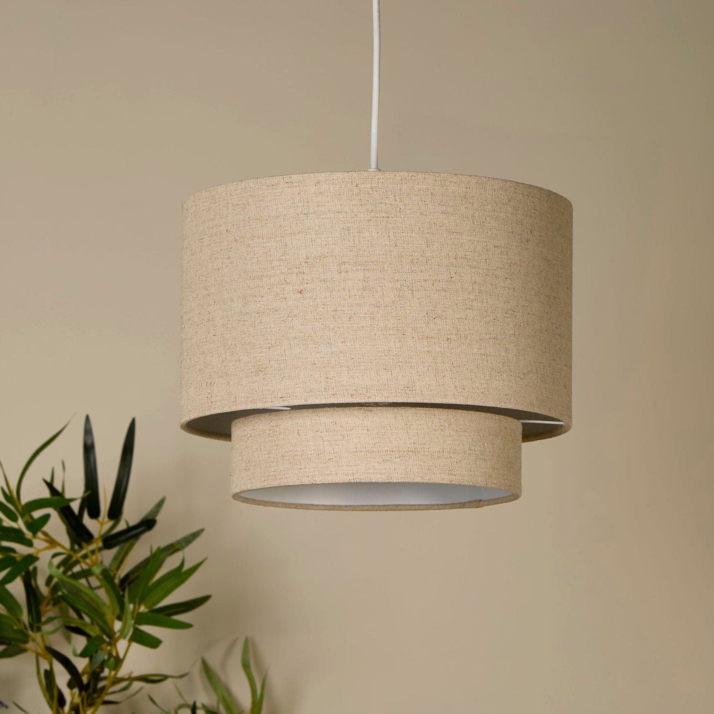 Natural Two Tier Drum Shade (30cm)