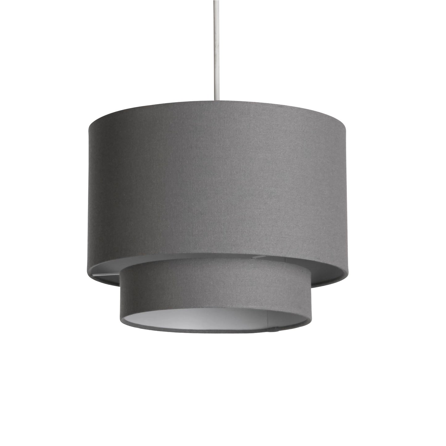 Grey Linen Two Tier Drum Shade (30cm)