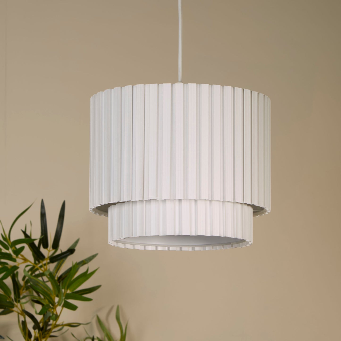 White Two Tier Box Pleat Light Shade (30cm)