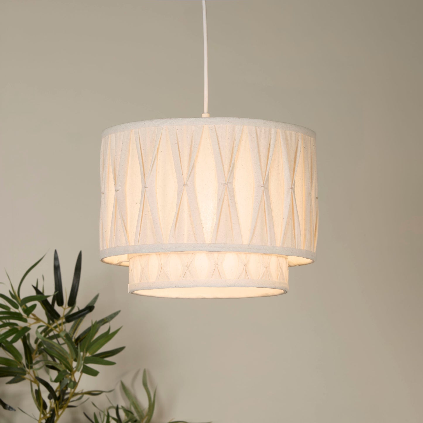 Natural Linen Two Tier Pinch Pleat Light Shade (30cm)