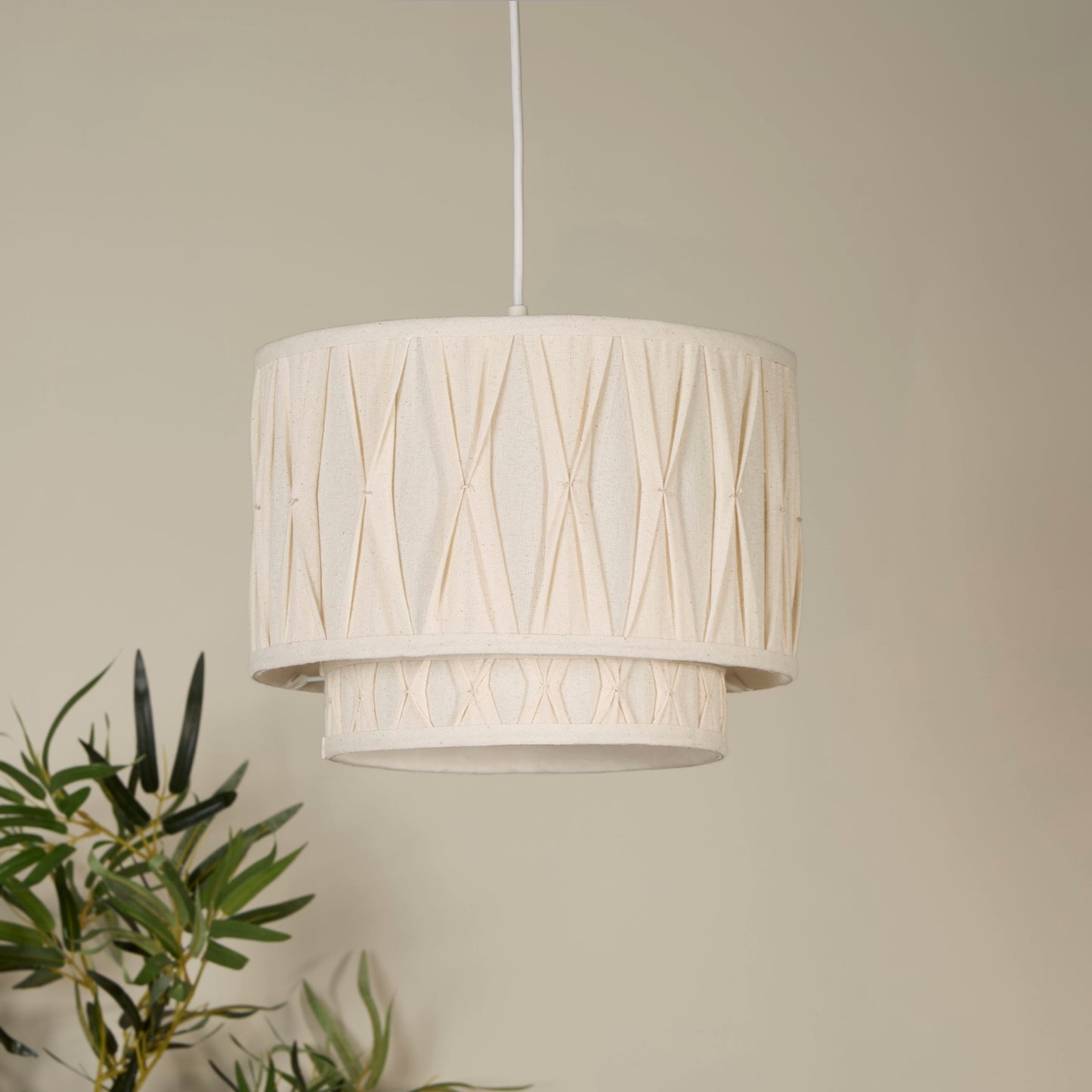 Natural Linen Two Tier Pinch Pleat Light Shade (30cm)