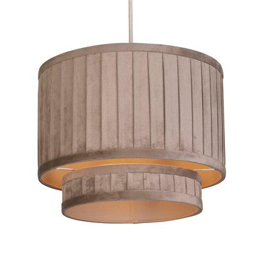 Taupe Velvet Wide Two Tier Pleat Light Shade (30cm)