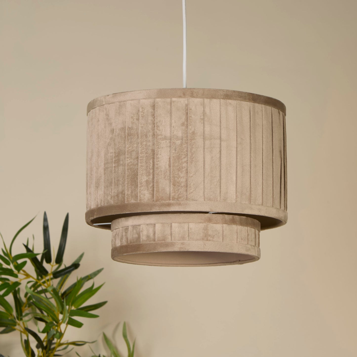 Taupe Velvet Wide Two Tier Pleat Light Shade (30cm)