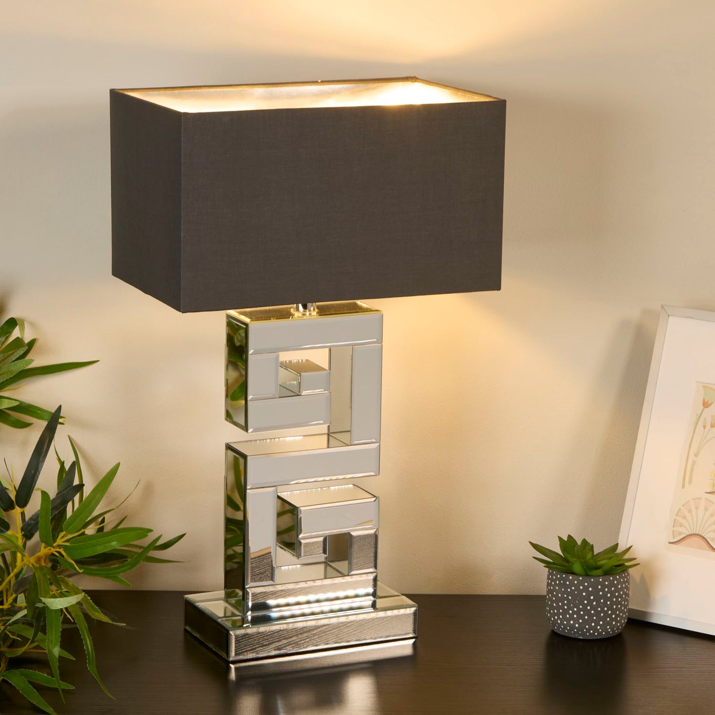 Mirror Table Lamp with Black Shade