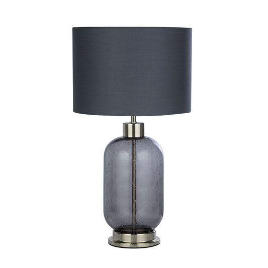 Smoke Glass & Satin Nickel Table Lamp