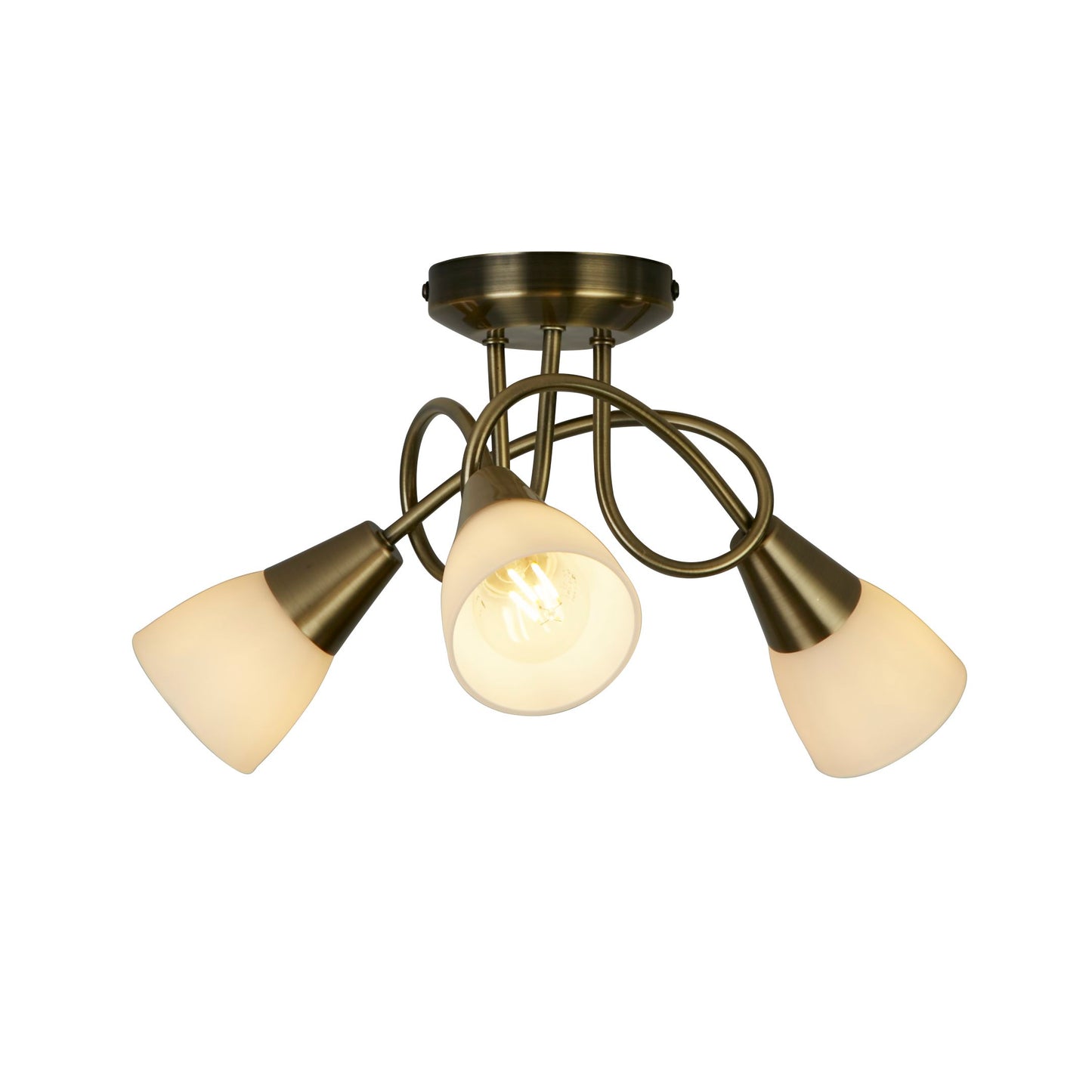 3 Light Antique Brass Twist Ceiling Light