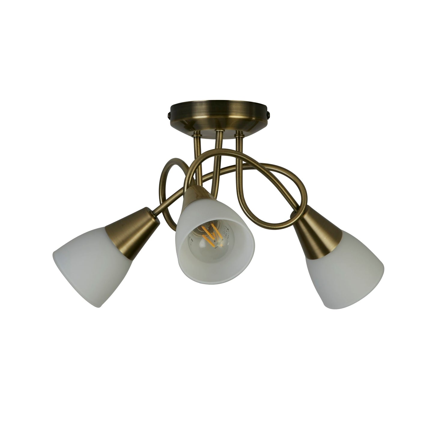 3 Light Antique Brass Twist Ceiling Light