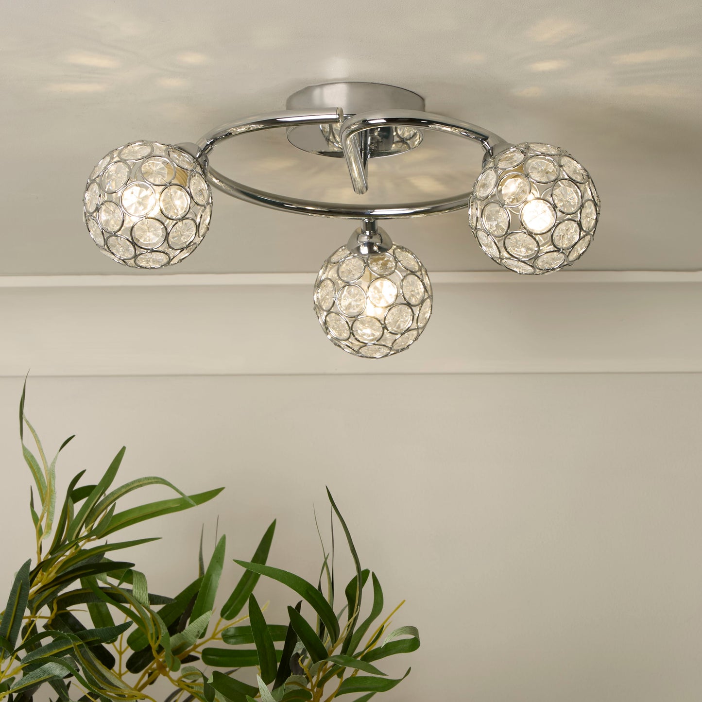 3 Globe Light Chrome Ceiling Light