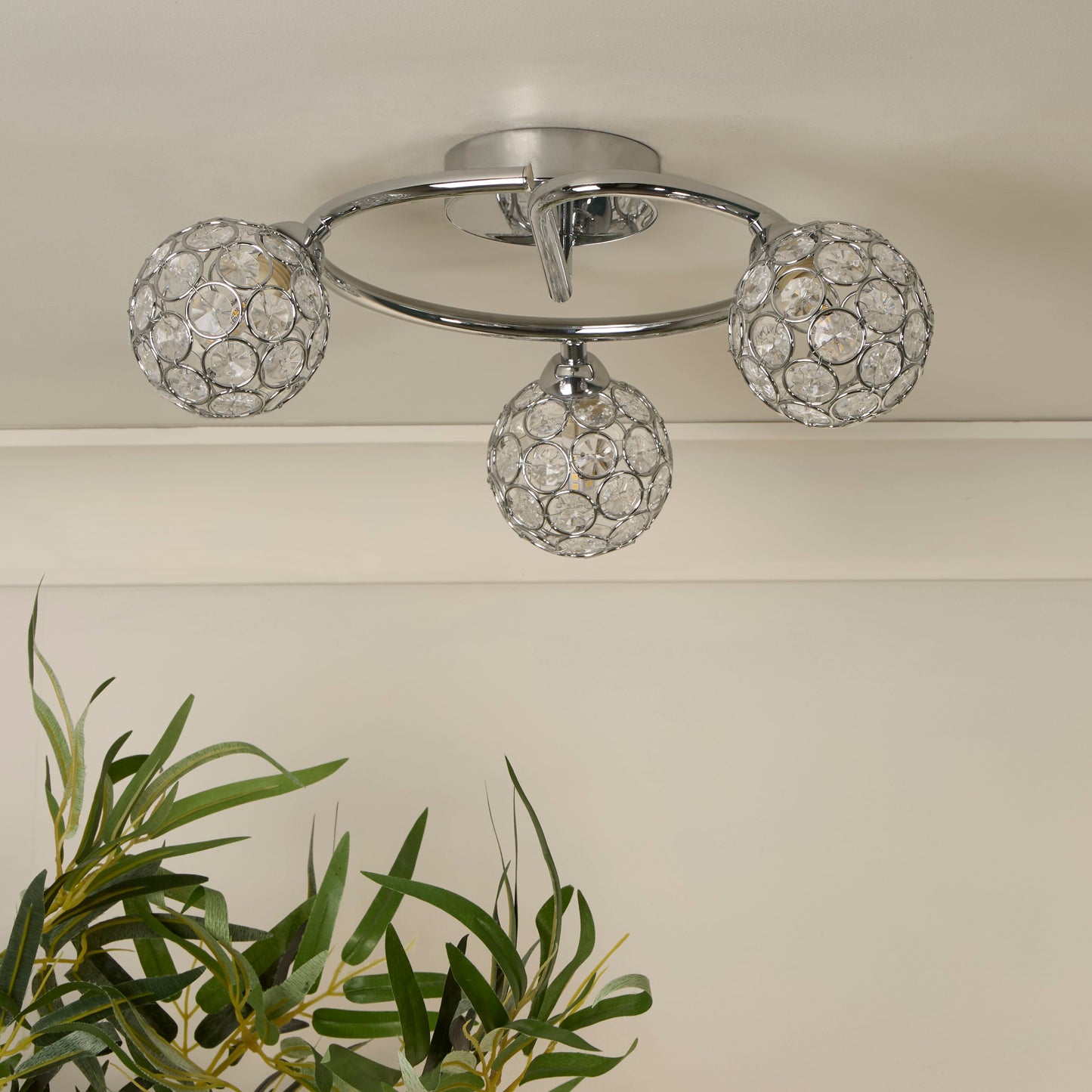 3 Globe Light Chrome Ceiling Light