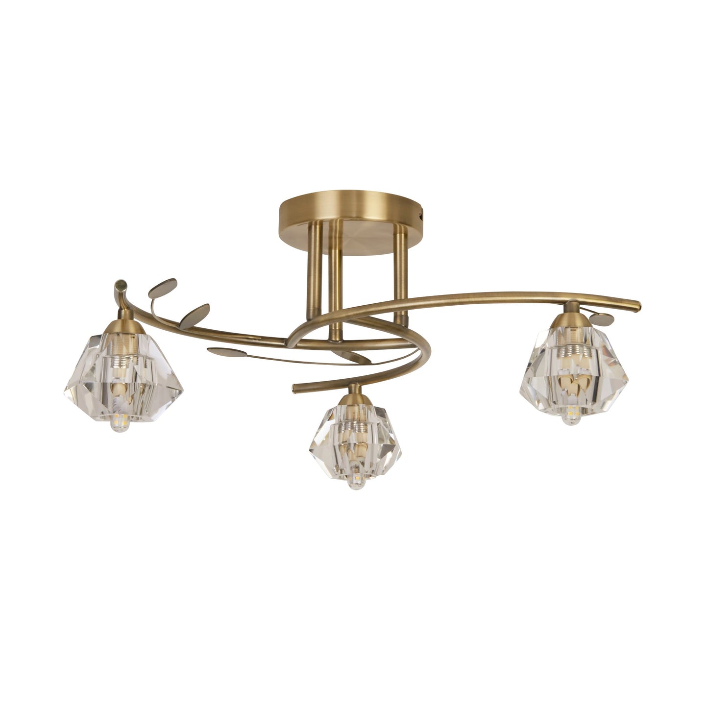 Large 3 Light Antique Brass Ceiling Light