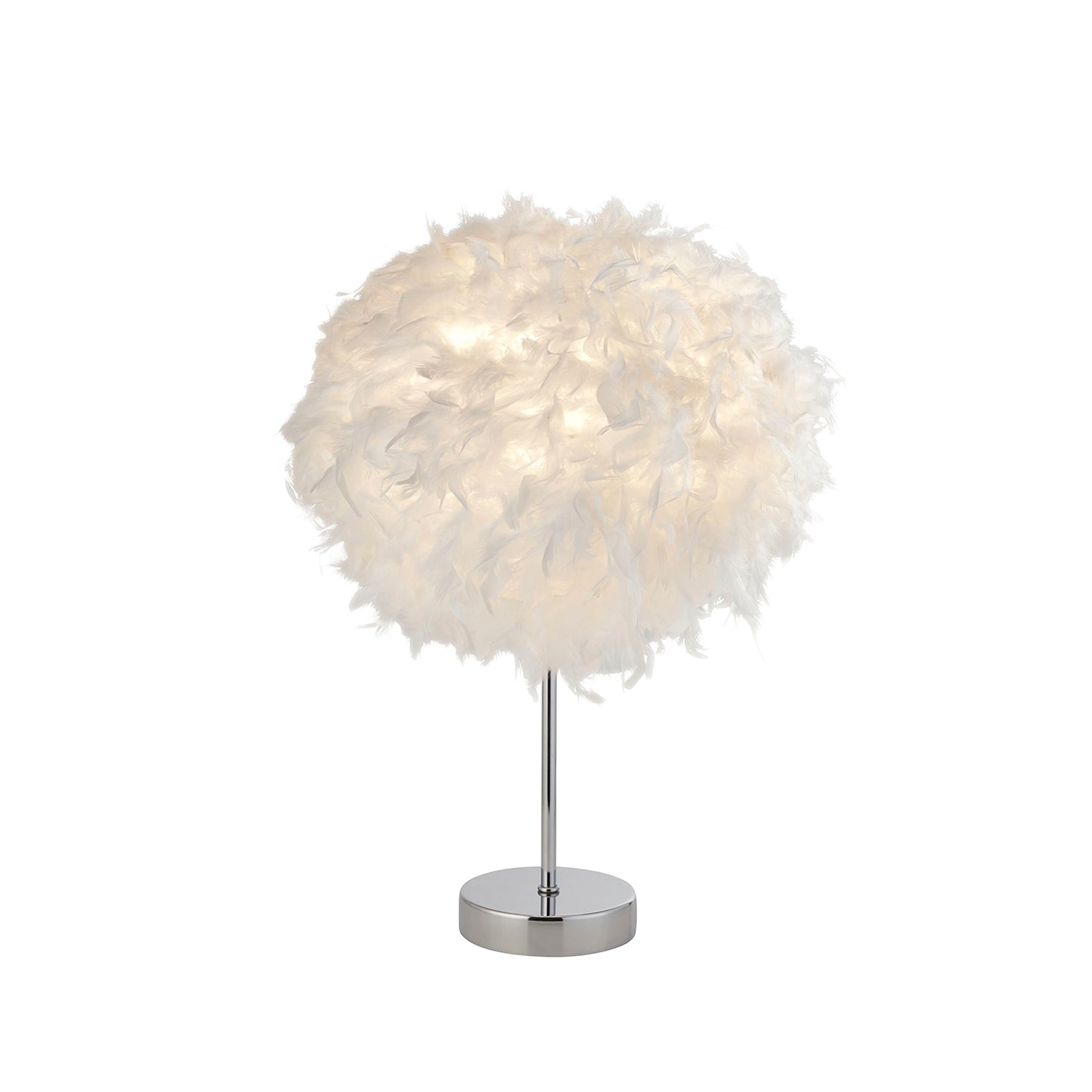 White Feather Shade Table Lamp