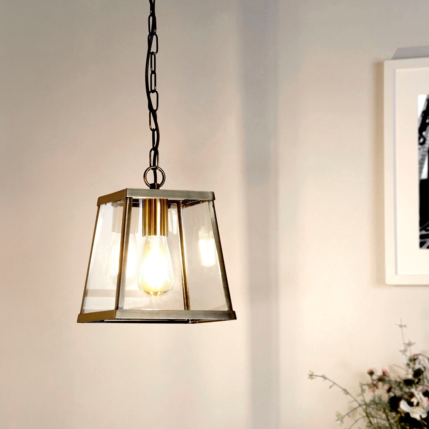 Harbour Lantern Antique Brass Pendant Light