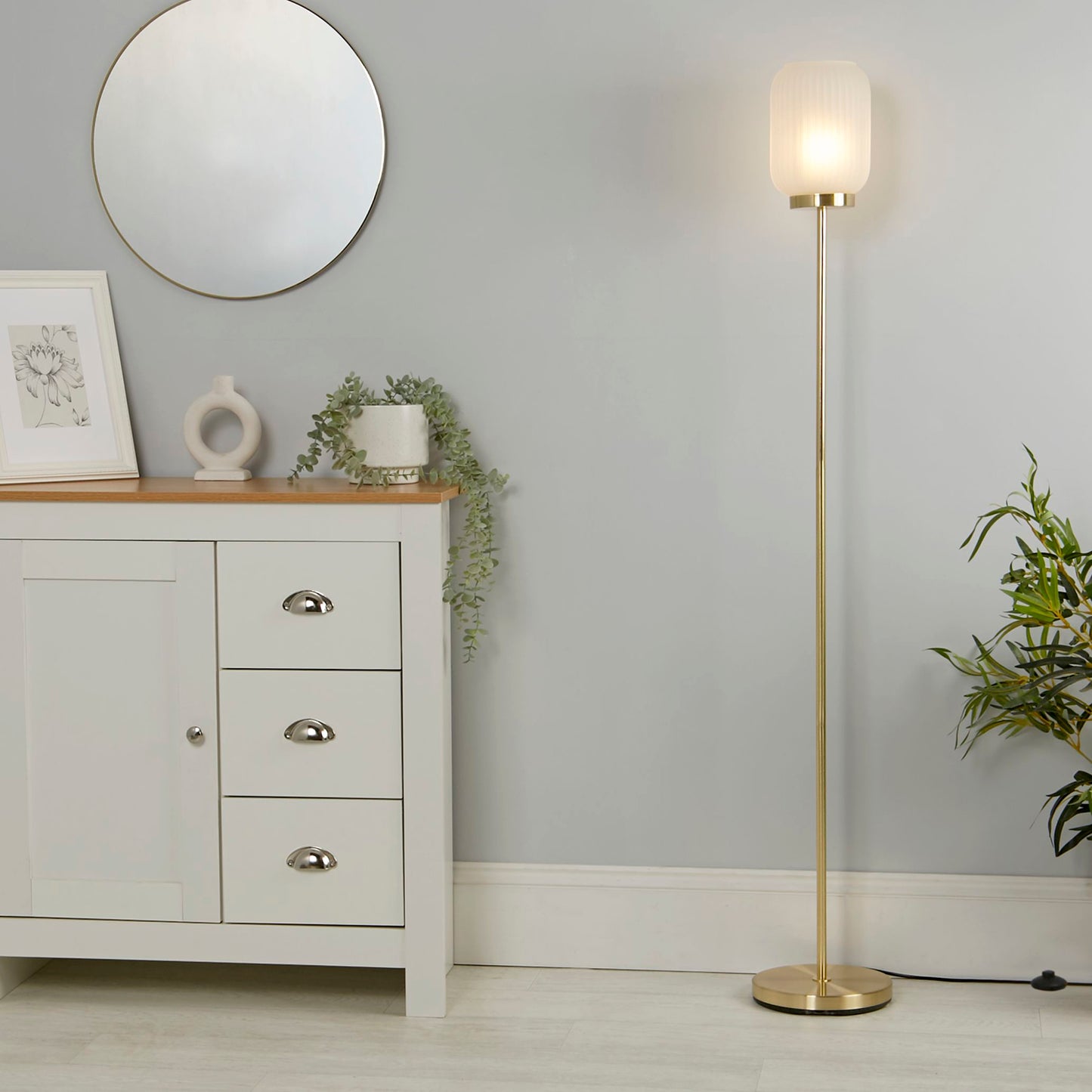 Flute Frosted Ribbed Acrylic Shade Floor Lamp